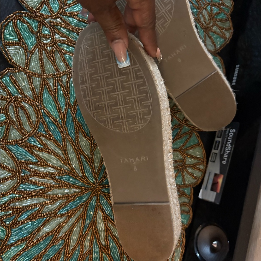 Tahari Black and Cream Espadrille Flats - Picture 5 of 5